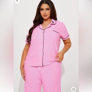 Pink Striped Women's Pajama Set